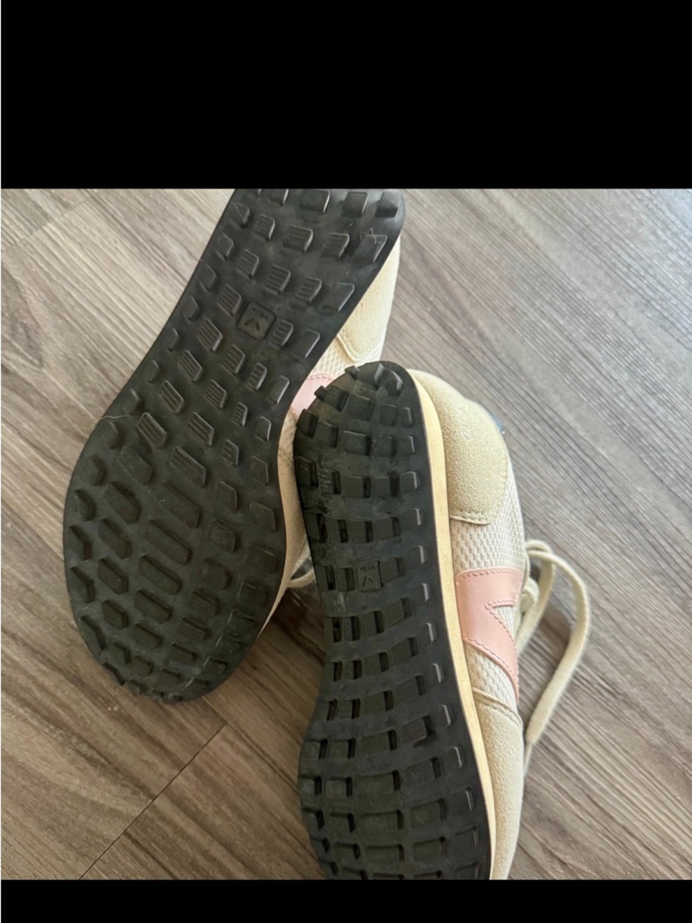 Veja Cream Canvas Sneakers with Pink Logo Detail - Picture 3 of 6